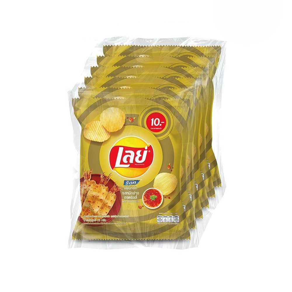 เลย์ ร็อค มันฝรั่งหมึกย่างฮอตชิลลี่ 25กรัม X6