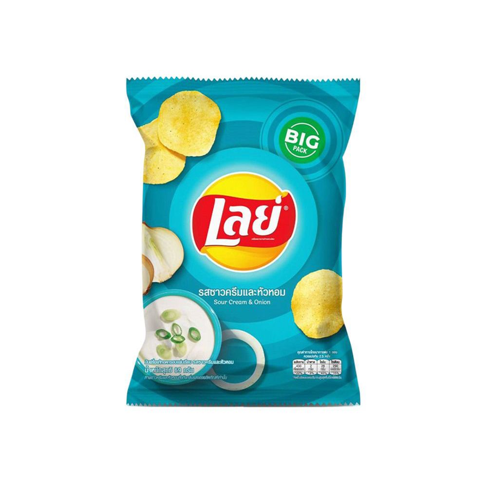 เลย์มันฝรั่งแผ่นเรียบซาวครีม 69 กรัม