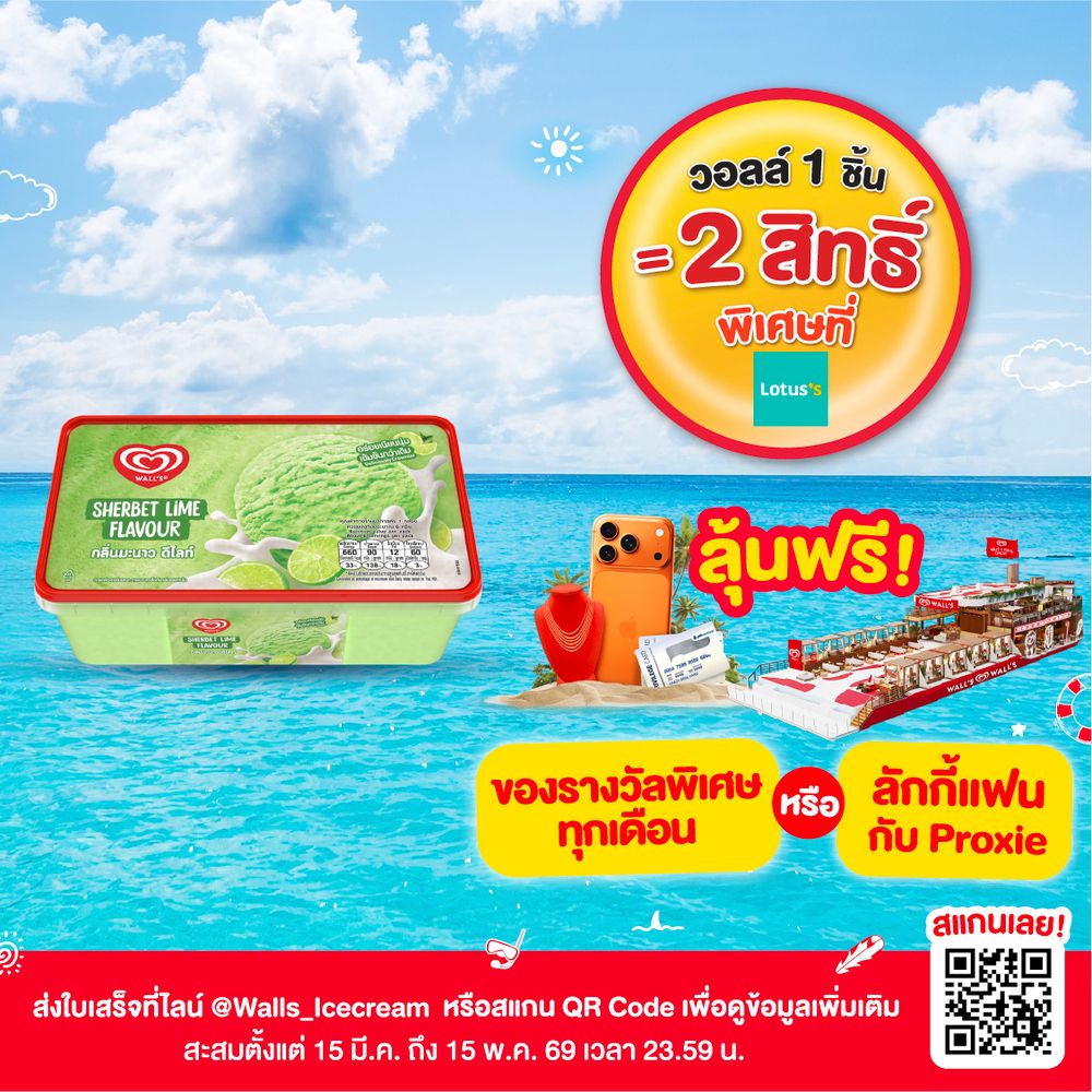 วอลล์ ไอศกรีม คลาสสิกกล่องมะนาวใหม่ 490 กรัม