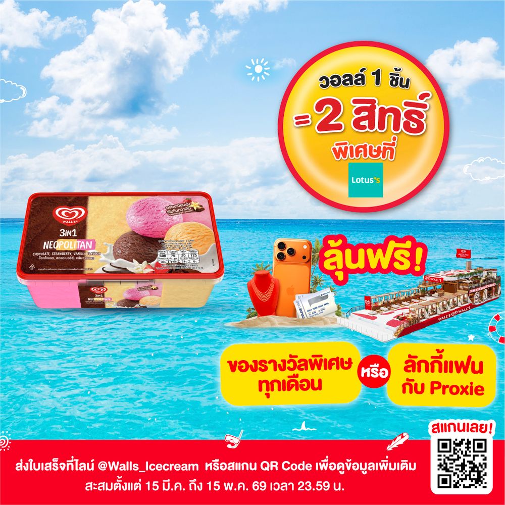 วอลล์ ไอศกรีม 3IN1 กล่องนีโอโพลิแทนใหม่ 390 กรัม