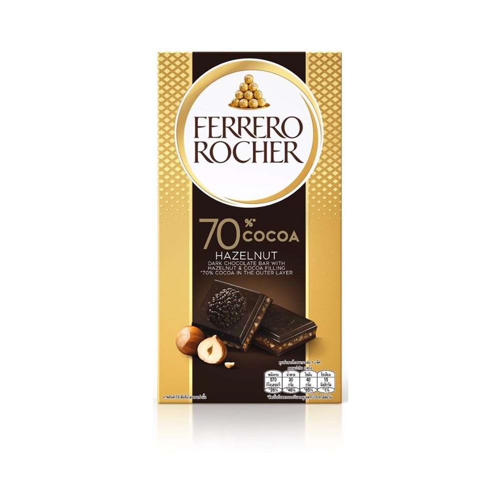 FERRERO ROCHER 70% DARK HAZELNUT BAR 90 G