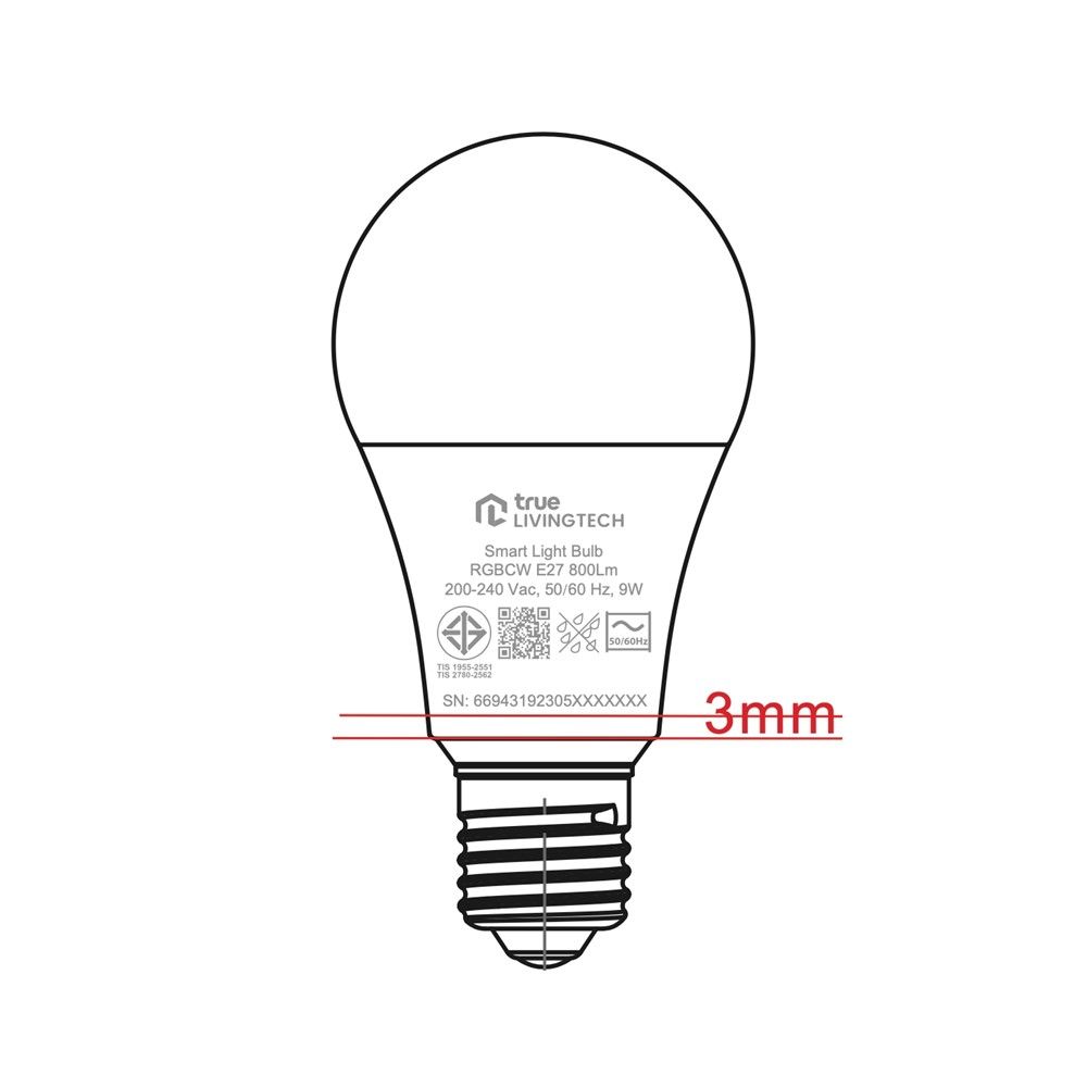 TRUE LIVINGTECH หลอดไฟอัจฉริยะ 9W RGB