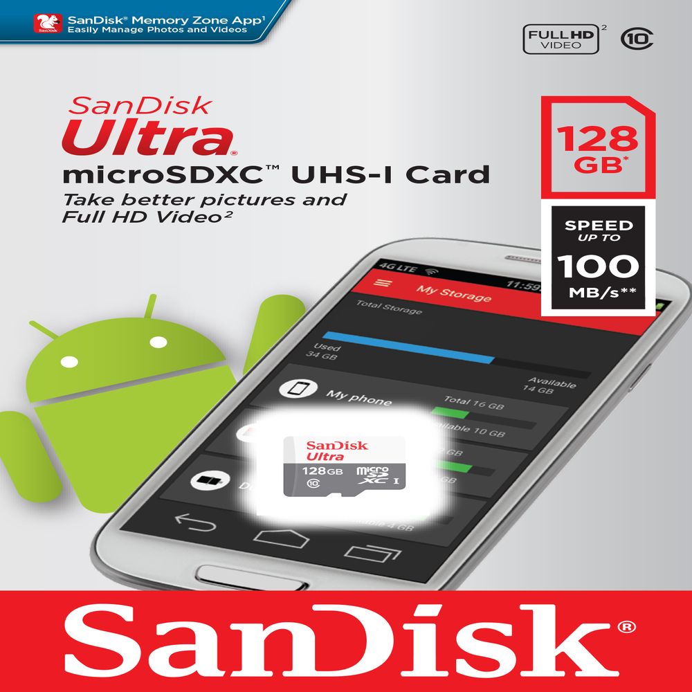 SANDISK ไมโคเอสดีการ์ด ULTRA 128GB SQUNR