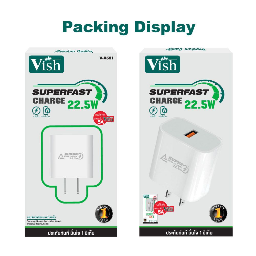 VISH อะแดปเตอร์รูไทป์ซี 22.5W #V-A681