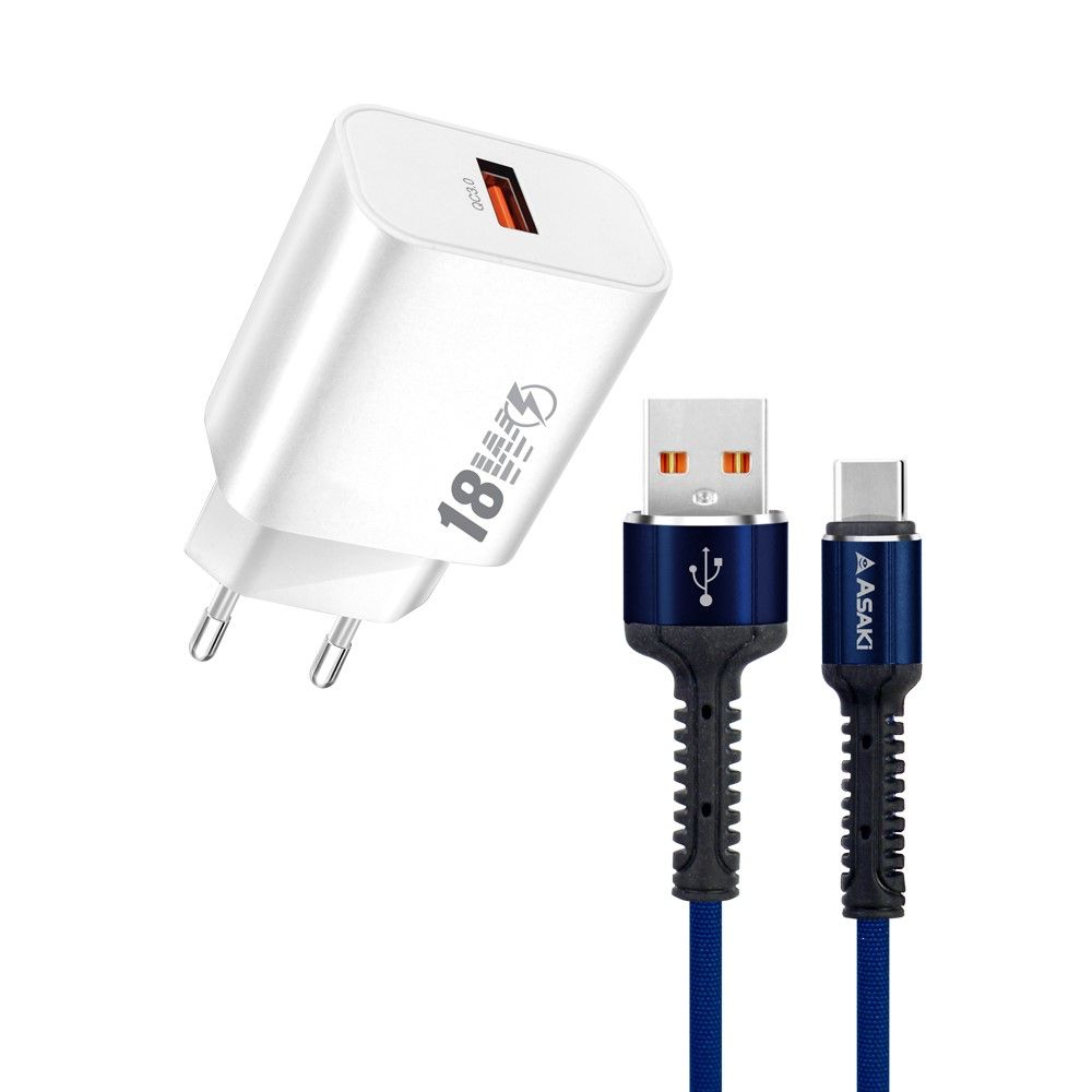 ASAKI ชุดชาร์จไทป์ซี 18W #A-2225 (คละแบบ)