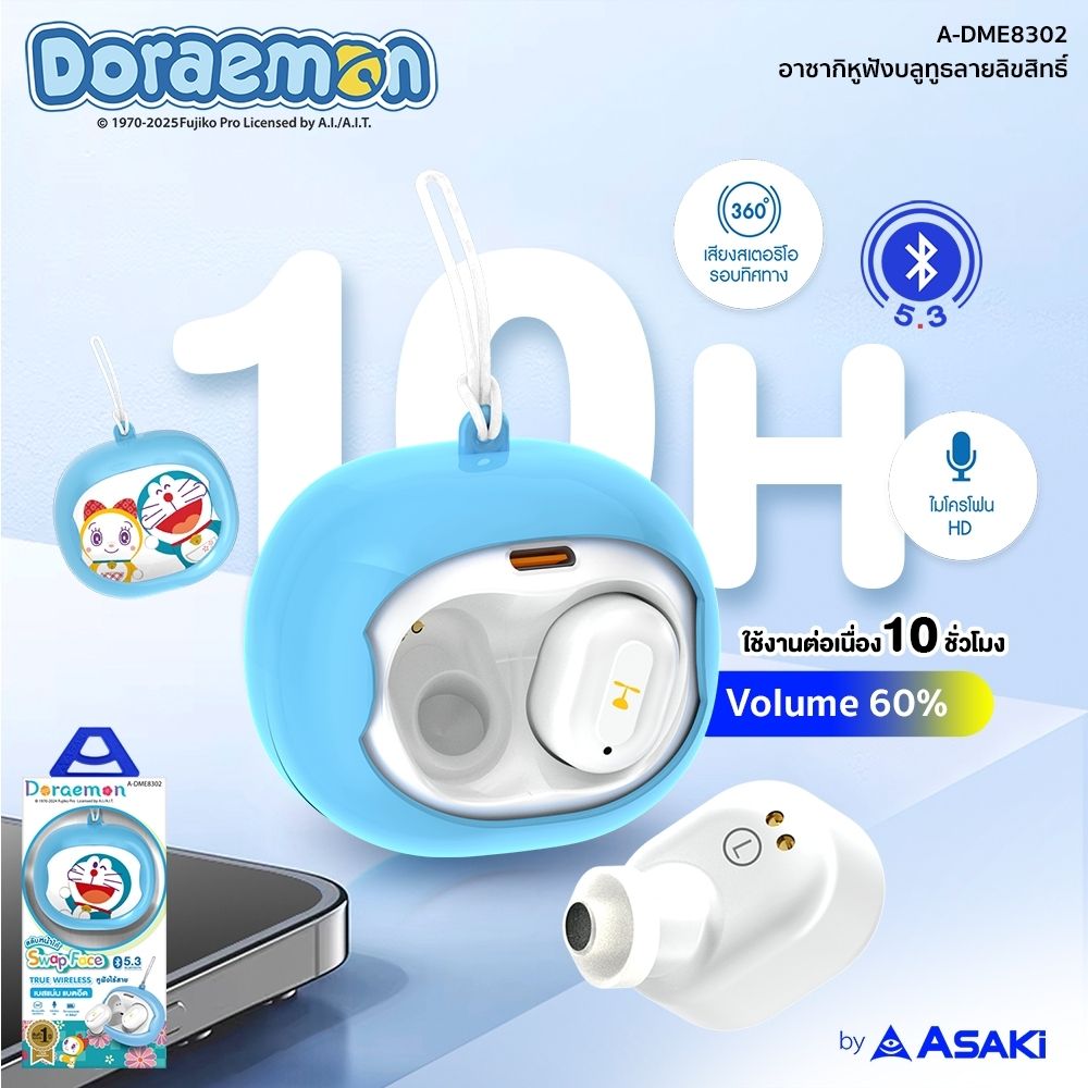 ASAKI หูฟังบลูทูธ โดราเอม่อน A-DME8302 (คละแบบ)
