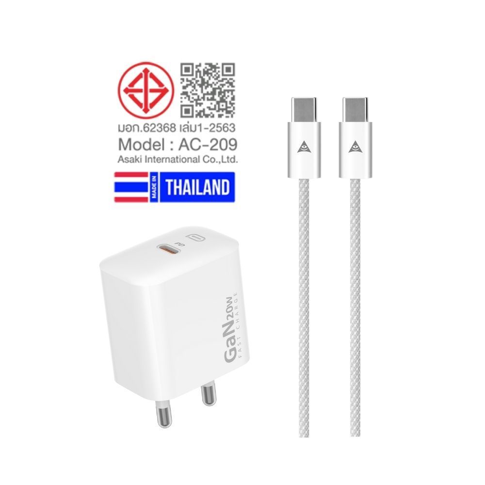 ASAKI ชุดชาร์จไทป์ซี พีดี 20W A-2266