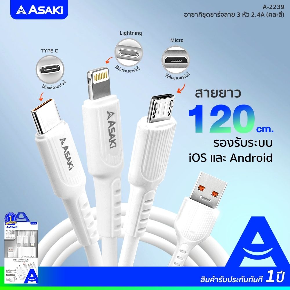ASAKI SET CHARGE 3IN1 ADAPTER2.4 A-2239
