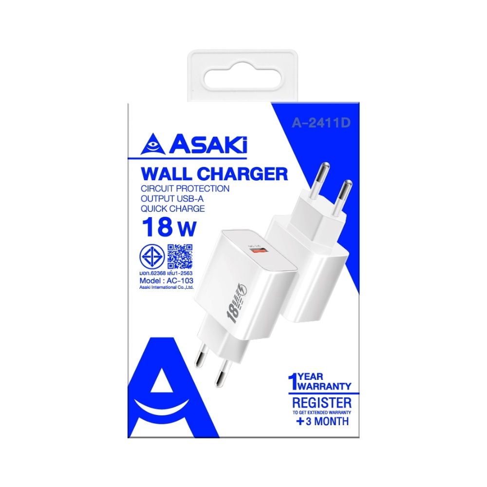 ASAKI ADAPTER USB-A 18W A-2411D