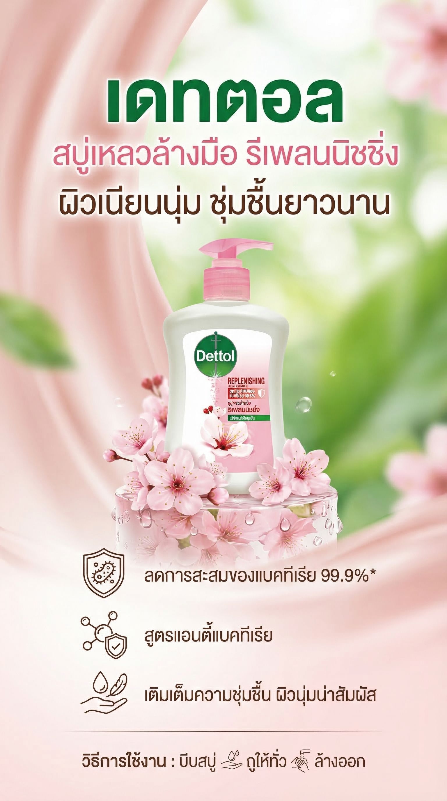DETTOL HAND SOAP REPLENISHING 225G.