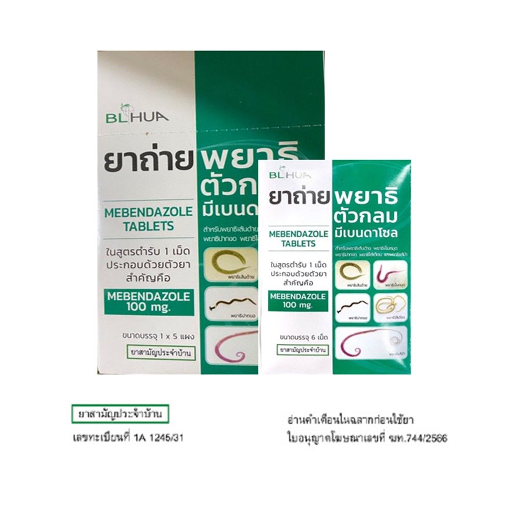 B.L HUA MEBENDAZOLE 6 TABLETS PACK 5