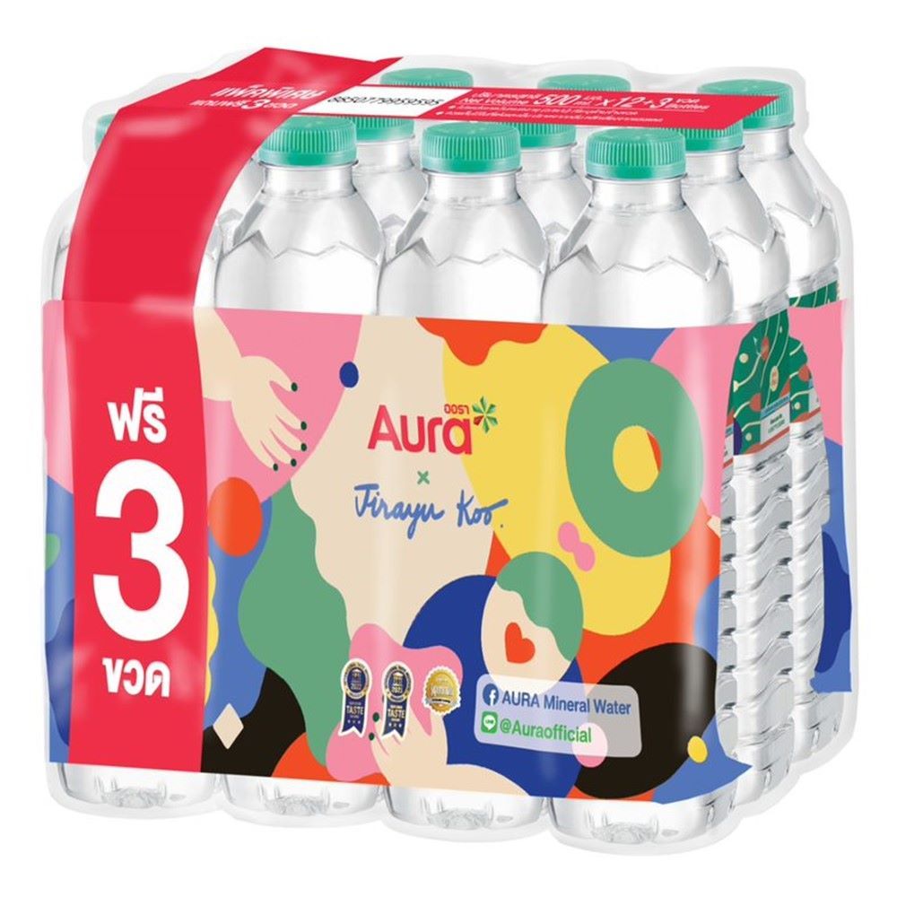 ออร่า น้ำแร่ธรรมชาติ100%500มล. แพ็ค 12