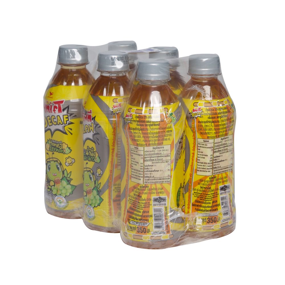 ยูนิฟทีดีแคฟน้ำองุ่นขาวน้ำผึ้งมะนาว350มล แพ็ค 6