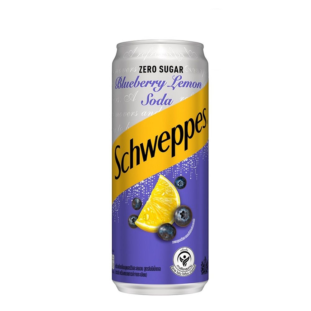 SCHWEPPES NO SUGAR BLUEBERRY LEMON SODA 330 ML PACK 6