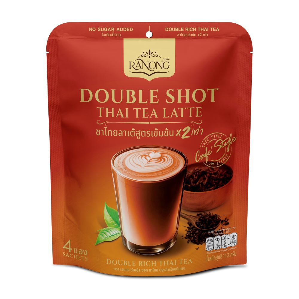 RANONG DOUBLE SHOT THAI TEA LATTE 28 G PACK 4 SACHETS