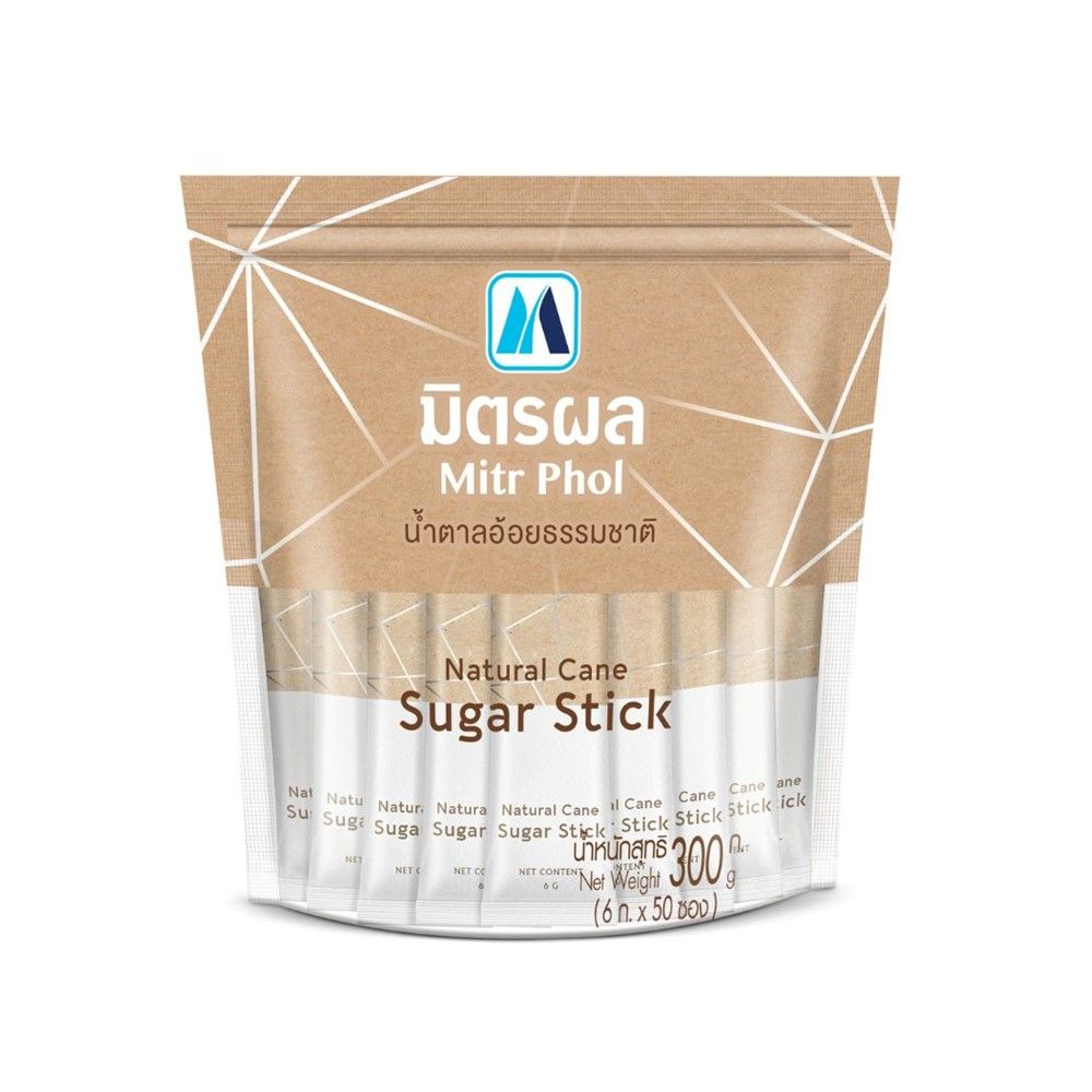 MITR PHOL NATURAL CANE SUGAR STICK 6 G PACK 50 SACHET